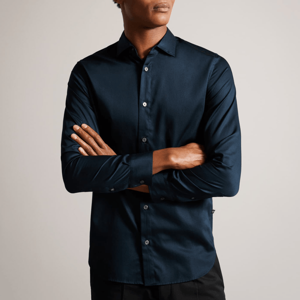 Ted Baker Bellow Shirt in Navy Stretch Cotton