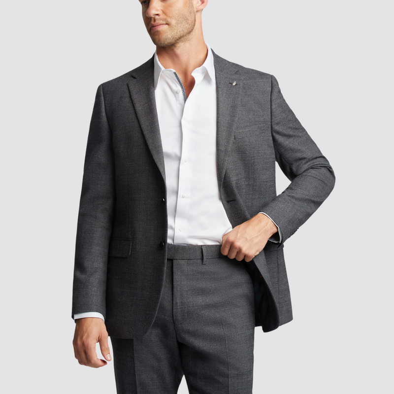 Closer look at the blazer of the Ted Baker Mens Slim Fit Dobson Suit in Charcoal