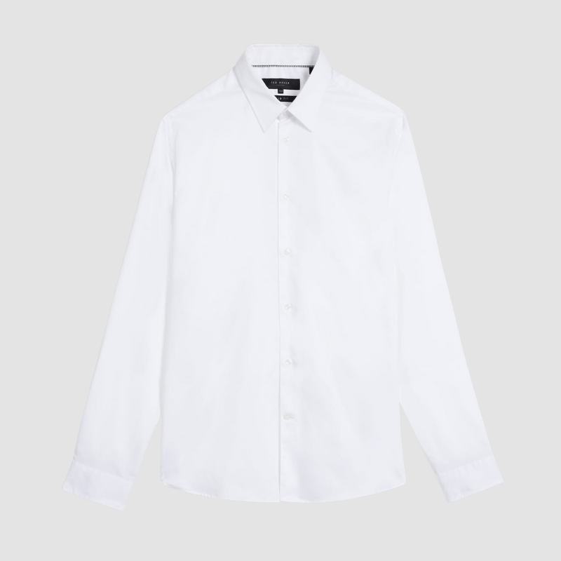 Ted Baker Slim Fit Holmess Shirt in White Pure Cotton