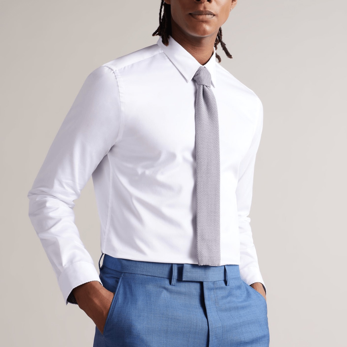 Ted Baker Slim Fit Holmess Shirt in White Pure Cotton