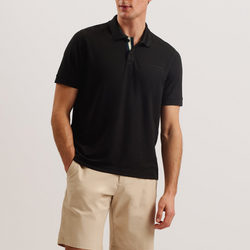 Front view of the Ted Baker Slim Fit Karty Mens Knit Polo in Black