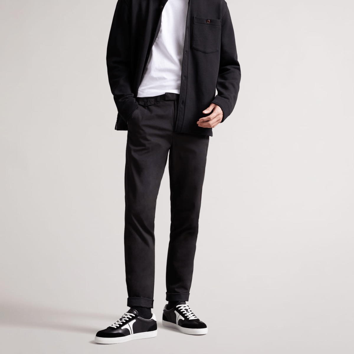 Ted Baker Robertt Mens Leather Suede Mix Retro Sneakers in Black