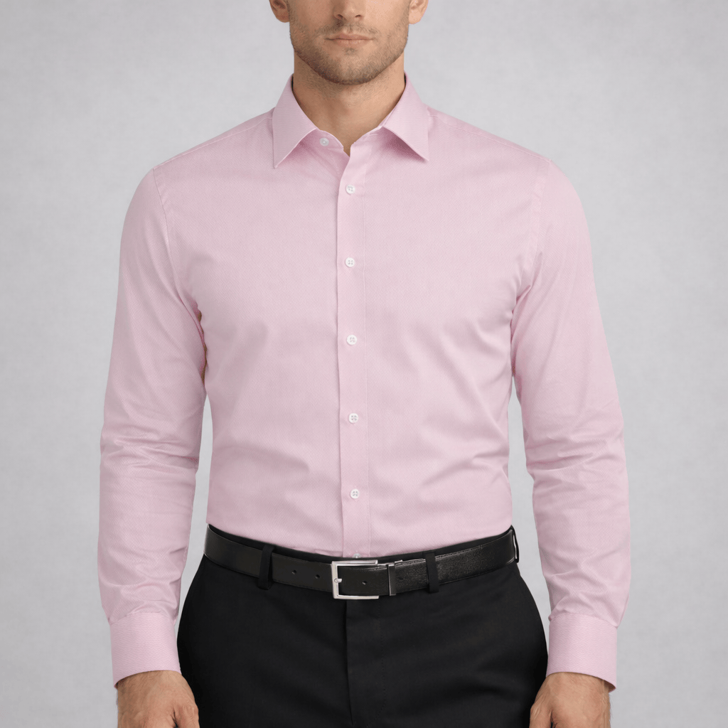 Boston’s Liberty pink French cuff shirt in a modern slim fit with classic collar and tailored darts.