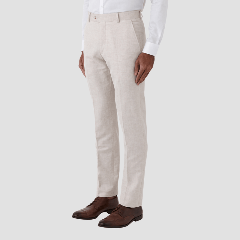 Mens slim fit 2025 white linen trousers