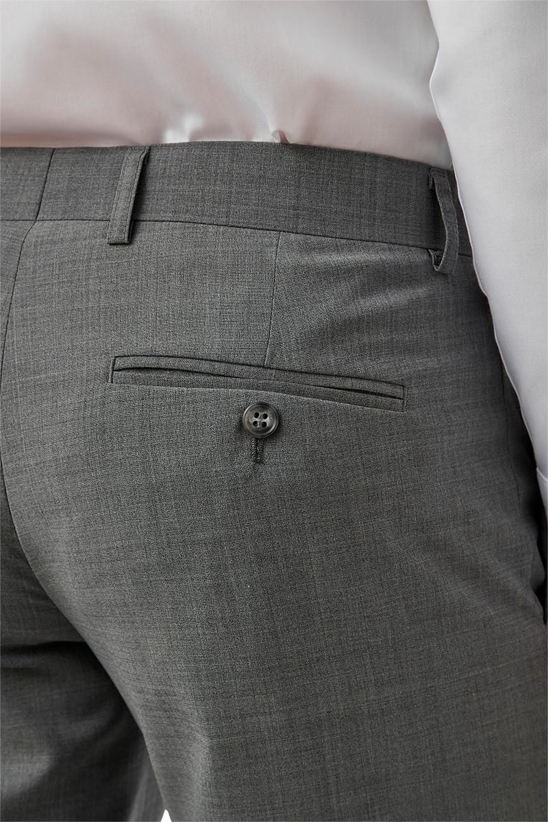 close up of back of grey dress trousers