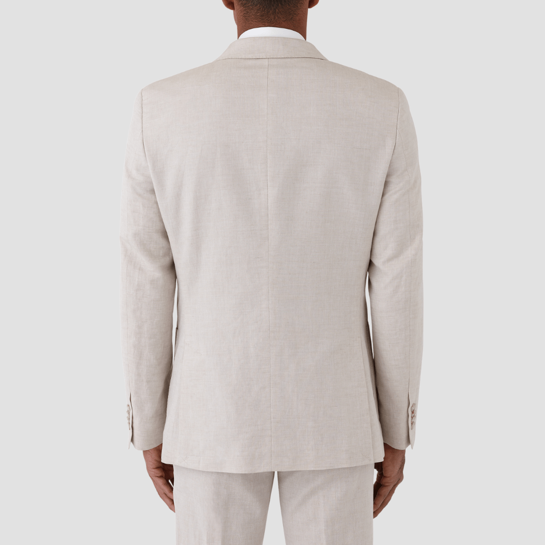 Uberstone slim fit tyson linen suit in sand