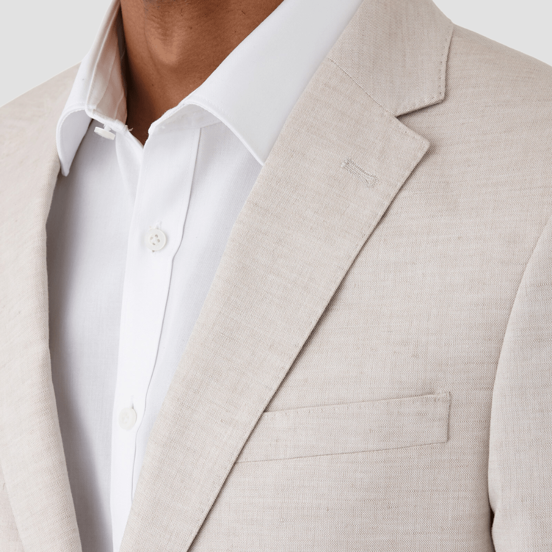 Uberstone slim fit tyson linen suit in sand
