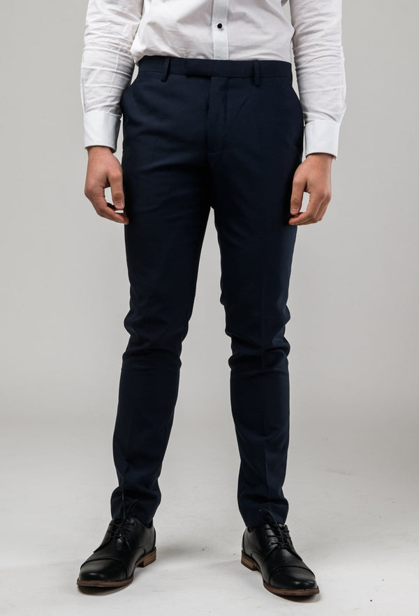 front view of the Aston slim fit colton trouser in navy pure wool A0437162T