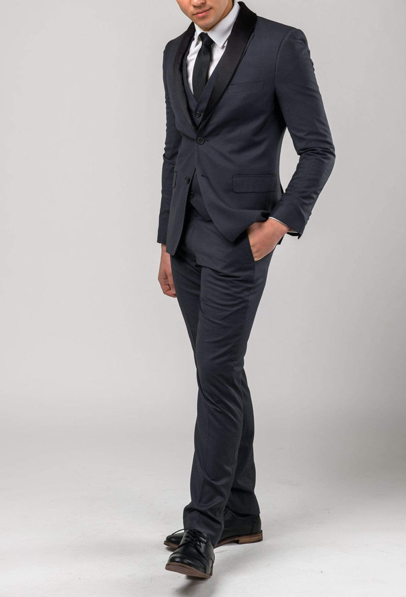 the Aston slim fit colton trouser in charcoal pure wool A0220172T styled as the Colton suit