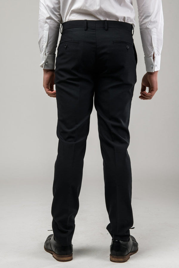 a reverse view of the Aston slim fit moores trouser in black A019301T-NL