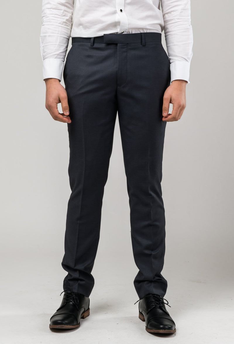 front view of the Aston slim fit colton trouser in charcoal pure wool A0220172T