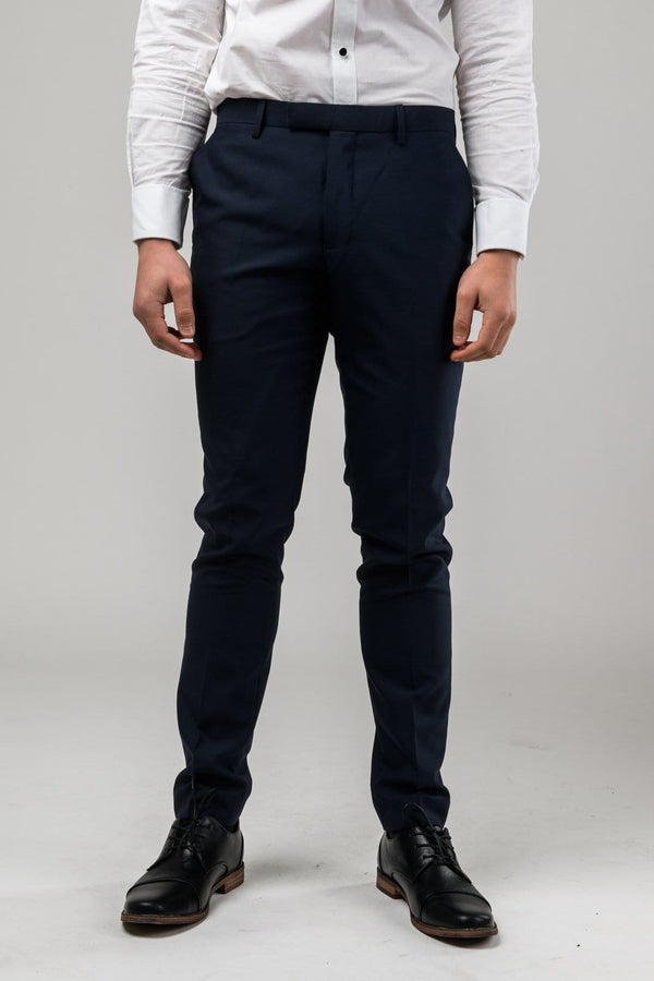 A front on view of the Aston slim fit moores trouser in navy A049301T-NL