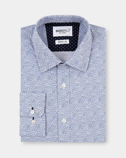 a folded brooksfield mens long sleeve blue printed dress shirt in blue