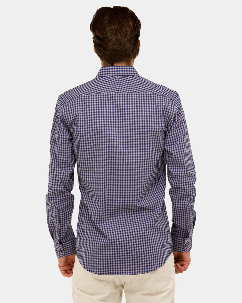 Brooksfield Two-Tone Check Slim Fit Dress Shirt