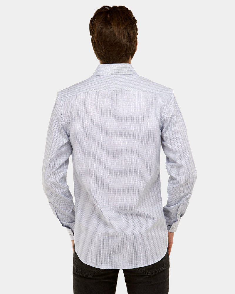 Brooksfield Dot Mens Dress Shirt in White