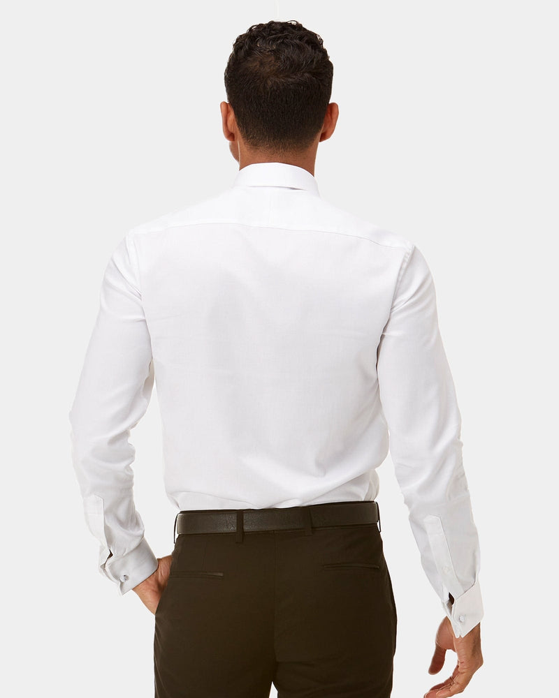 Brooksfield Slim Fit Mens Wedding French Cuff Dress Shirt in White