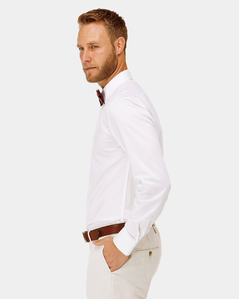 side view of the brooksfield mens occasion shirt in white