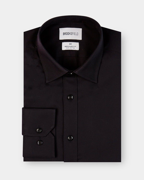 mens classic fit staple business shirt in black by brooksfield