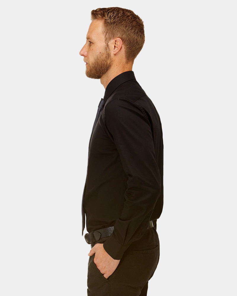 a black classic fit mens shirt by brooksfield