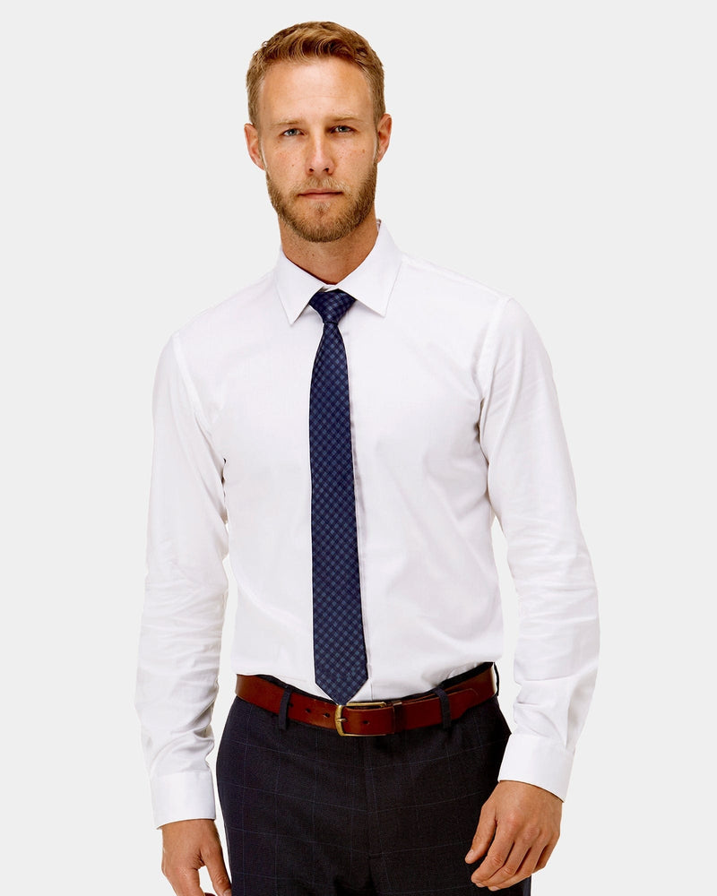 brooksfield classic fit staple mens shirt in white BFC911 with grey suit pants
