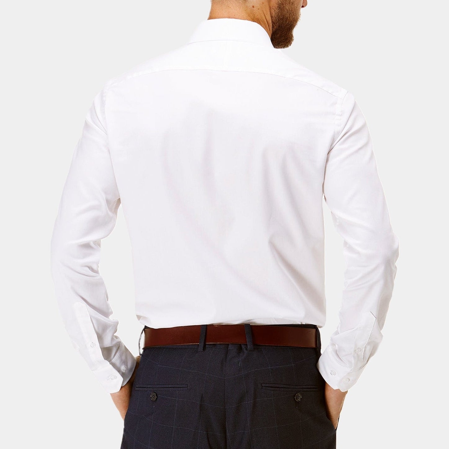 the back of the brooksfield classic fit staple mens shirt in white BFC911