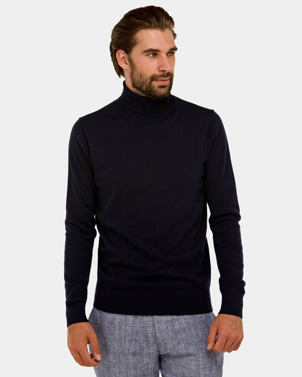 Brooksfield Mens Roll Neck Knitted Sweater in Black