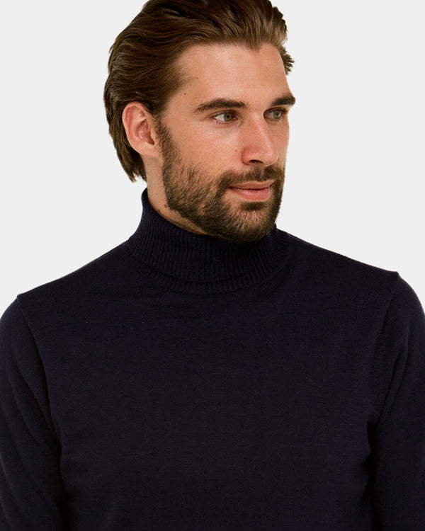 mens roll neck knit in black