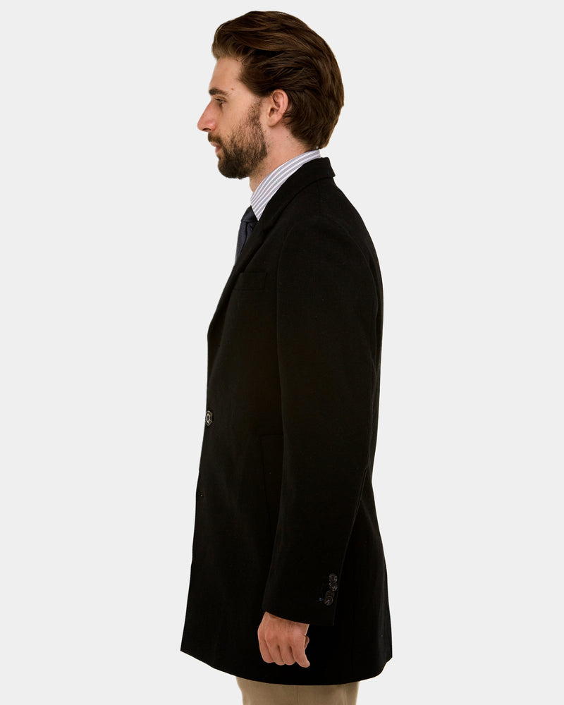 Men's short black wool on sale coat