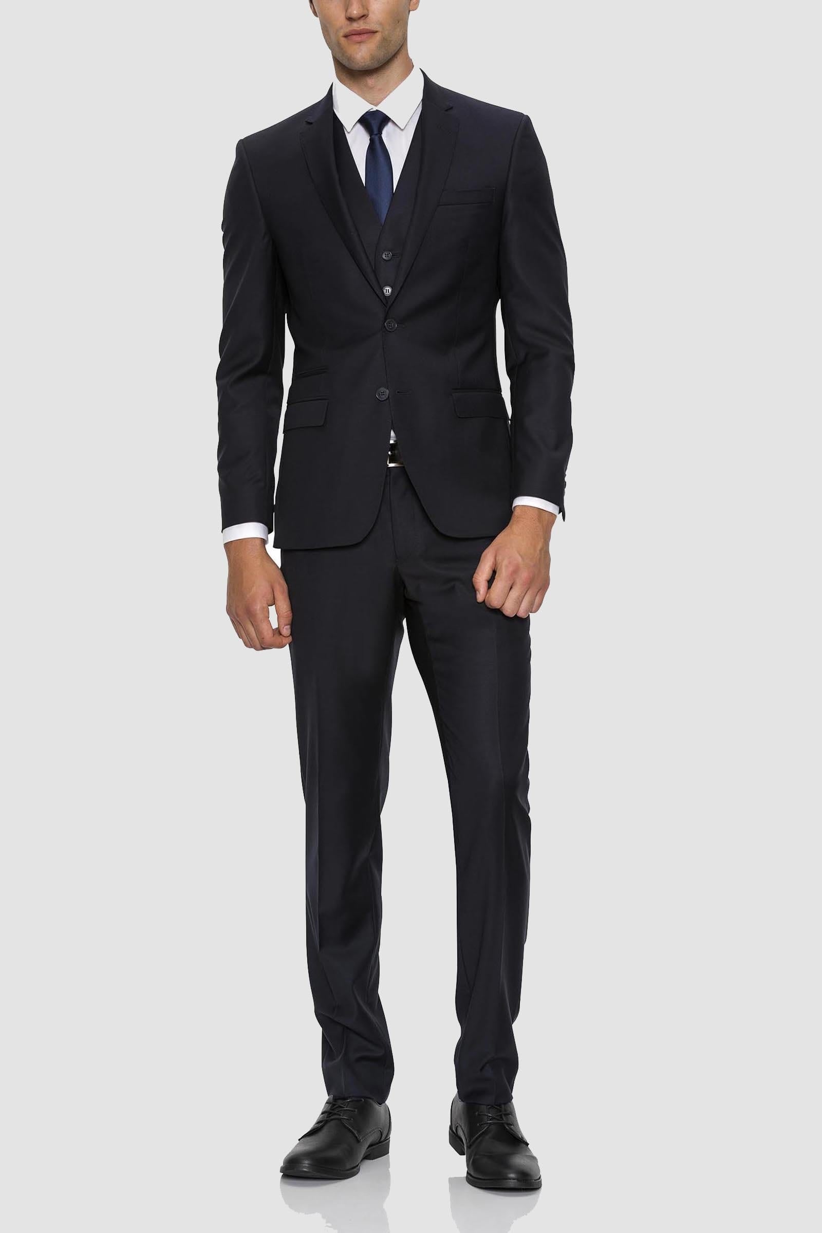 Gibson slim fit breeze suit in navy pure wool FKC020