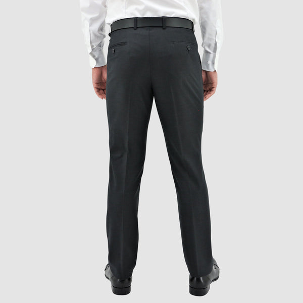 Boston slim fit lyon trouser in charcoal pure wool  showing the back pockets