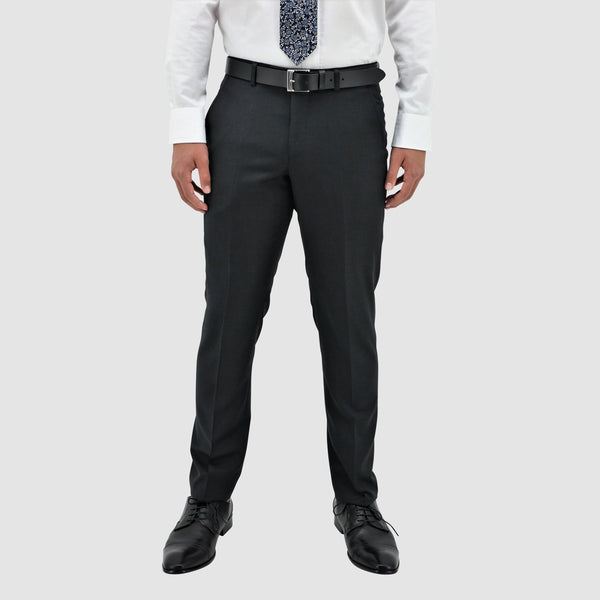 Boston slim fit lyon trouser in charcoal pure wool fron tview