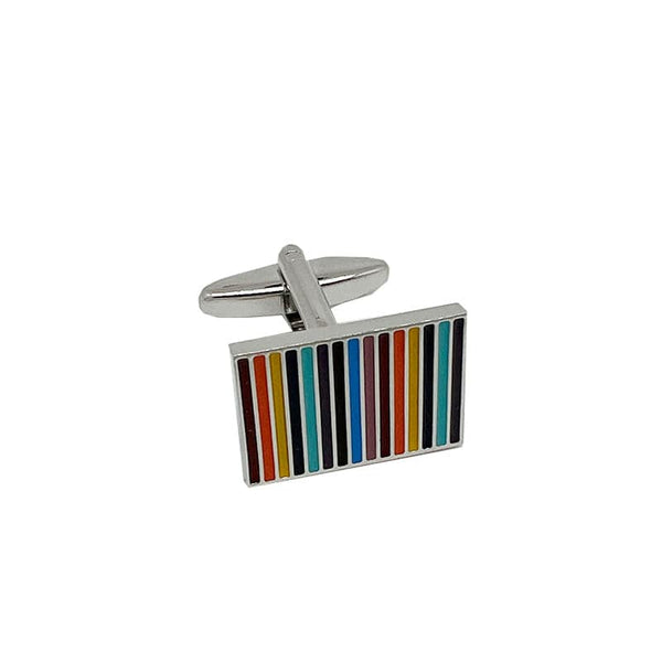 James Adelin Silver Rectangular Striped Cuff Links