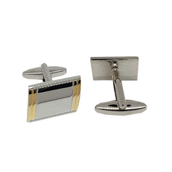 James Adelin Silver/Gold Striped Rectangle Cuff Links