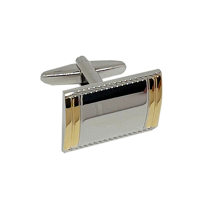 James Adelin Silver/Gold Striped Rectangle Cuff Links