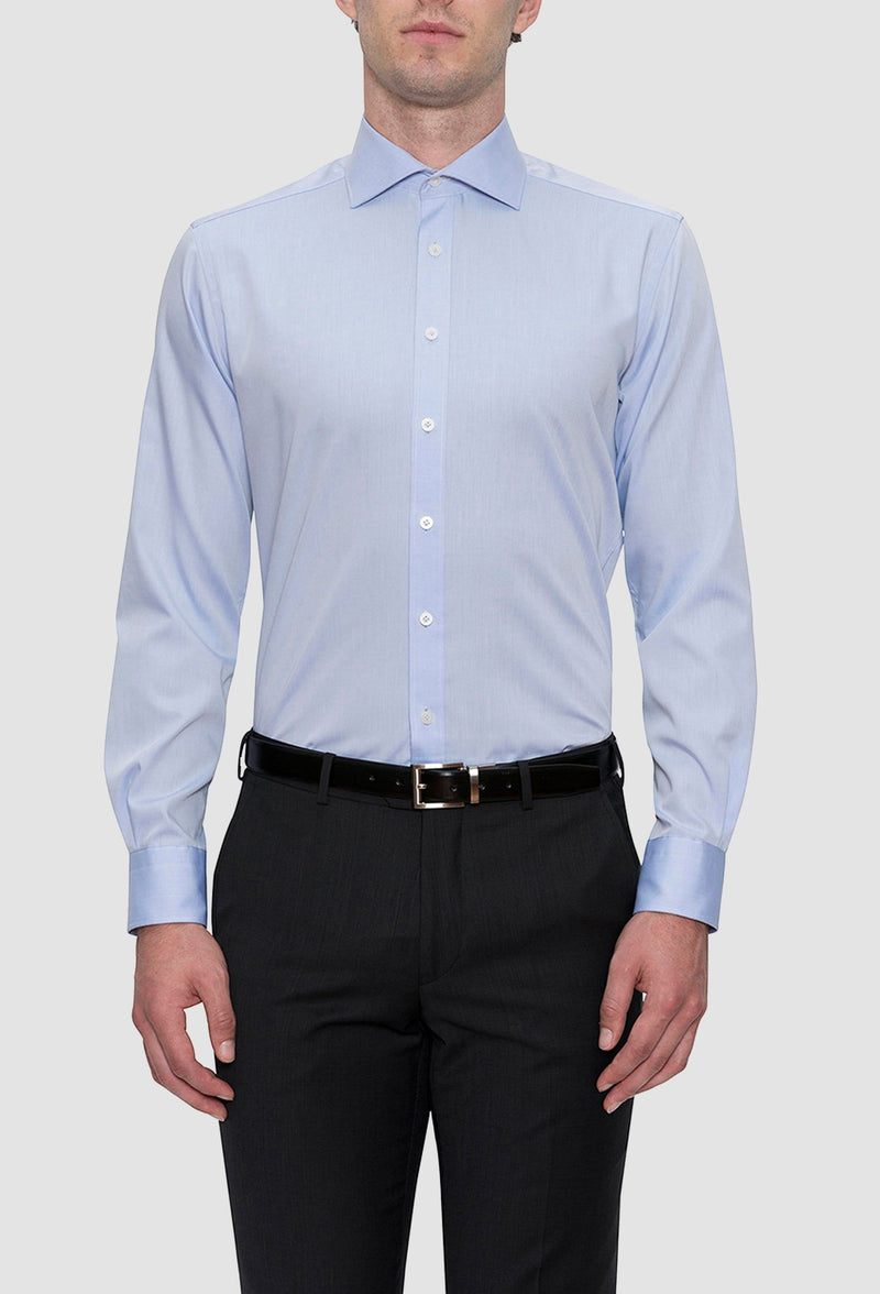 mens classic fit sky blue business shirt the preston shirt by cambridge FGW014