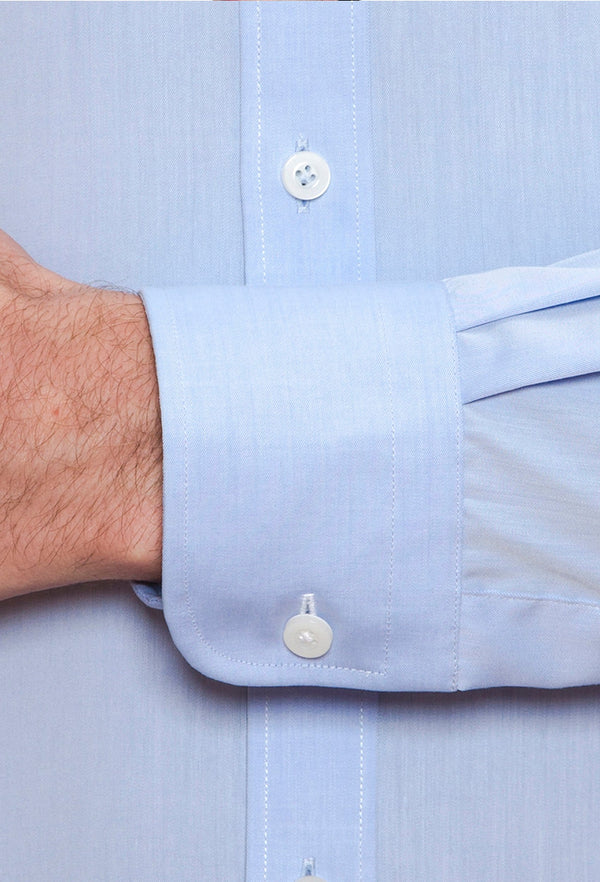single cuff detail on the preston mens shirt in sky blue