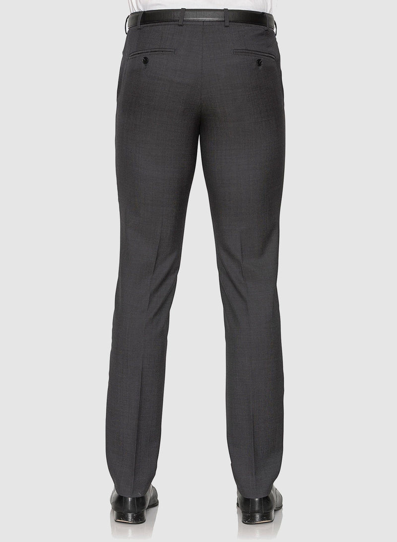 a back view of the cambridge classic fit interceptor trouser in charcoal pure wool F2800