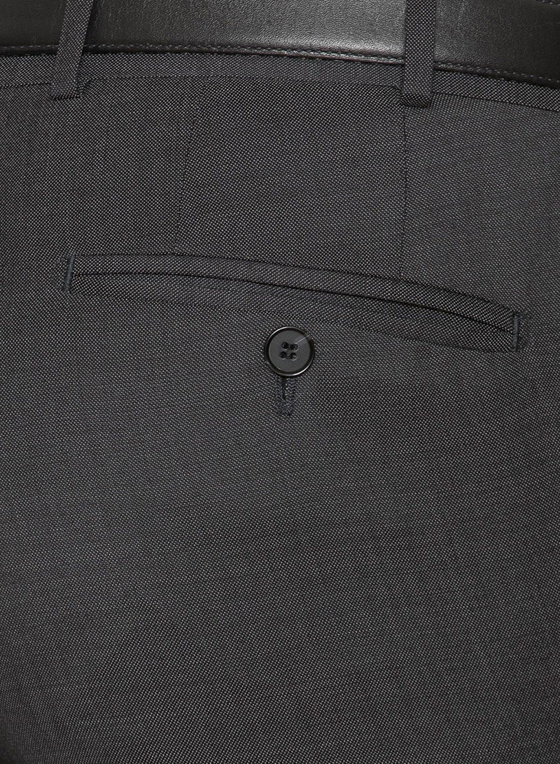 a close up view of the back pocket detail on the cambridge classic fit interceptor trouser in charcoal pure wool F2800