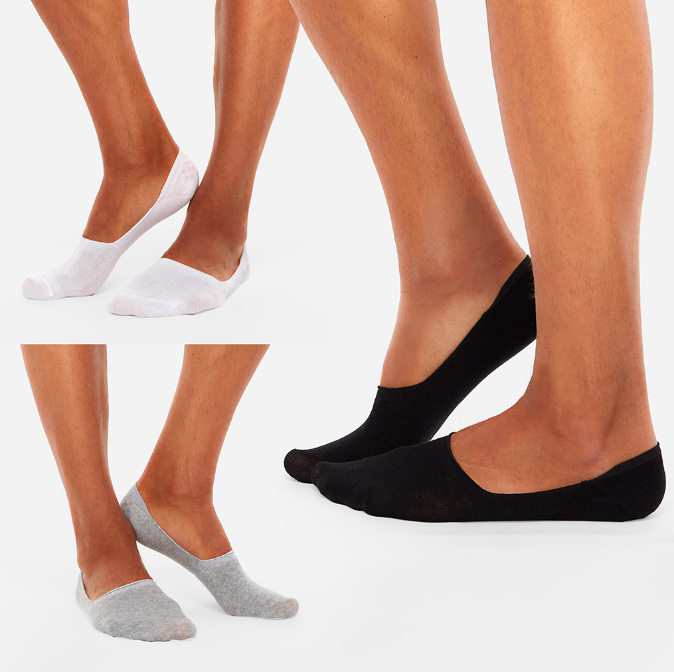 Chusette Men's 3Pack Invisible Socks in Black, White, and Grey 18-WC-K-2