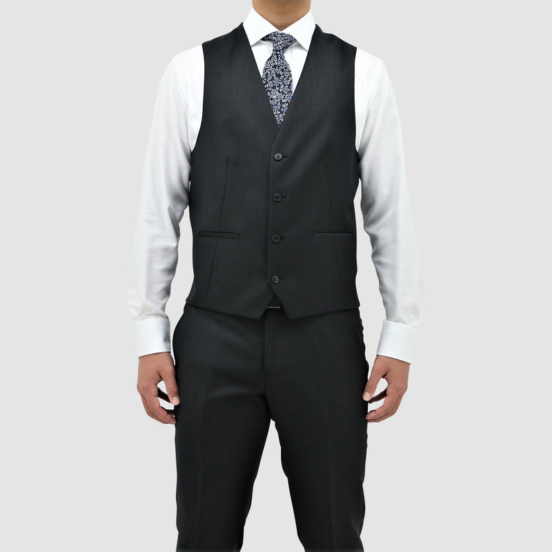 classic fit lyon trouser by daniel hechter STD101-01 styled with the matching vest and a white shirt