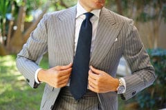 OTAA - don quixote navy textured linen tie