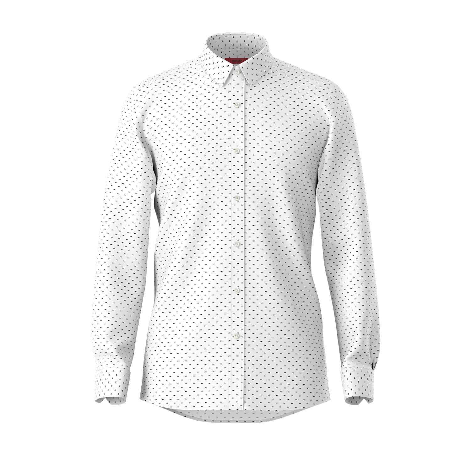 mens dress shirt by hugo a white shirt with small navy print all over 