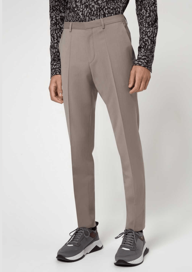 the hugo arti slim fit mens suit trouser in a beige wool blend