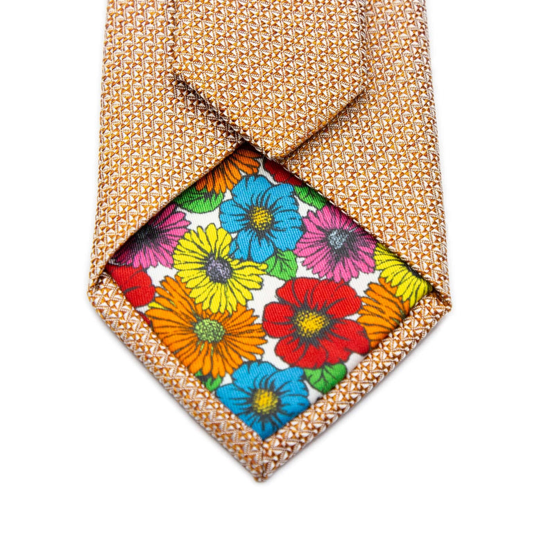 Mens Italian Subtle Textured Silk Neck Tie in Soft Orange