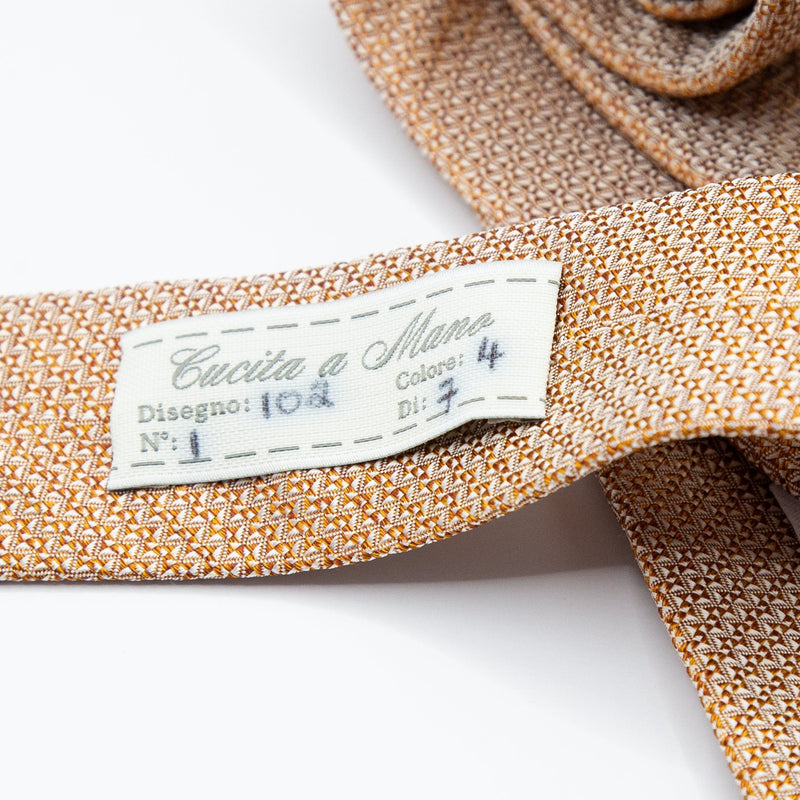 Mens Italian Subtle Textured Silk Neck Tie in Soft Orange