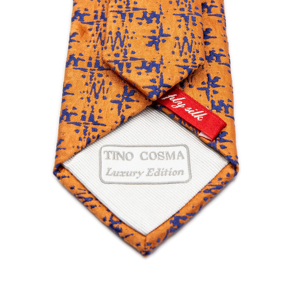 Mens Italian Floral Silk Neck Tie in Orange