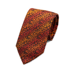 Mens Italian Floral Silk Neck Tie in Burnt Orange