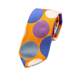 Mens Italian Polka Dot Silk Neck Tie in Orange