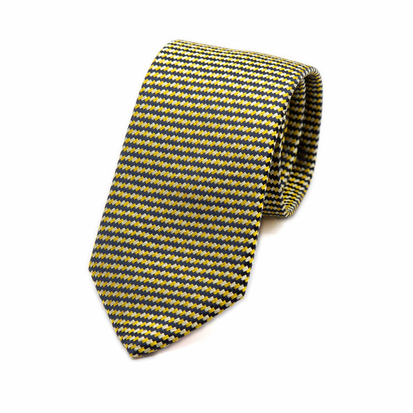 Mens Italian Textured Silk Neck Tie in Gold