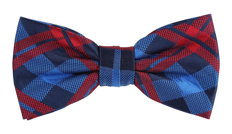James Adelin Check Bow Tie in Navy, Royal and Red